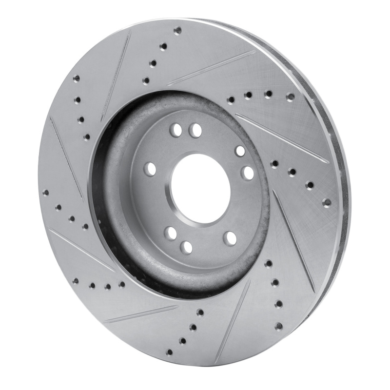 Mercedes-Benz SL600 Brake Rotor (1) - Left Front - R1 Concepts - Drilled & Slotted - Silver - `94-`02